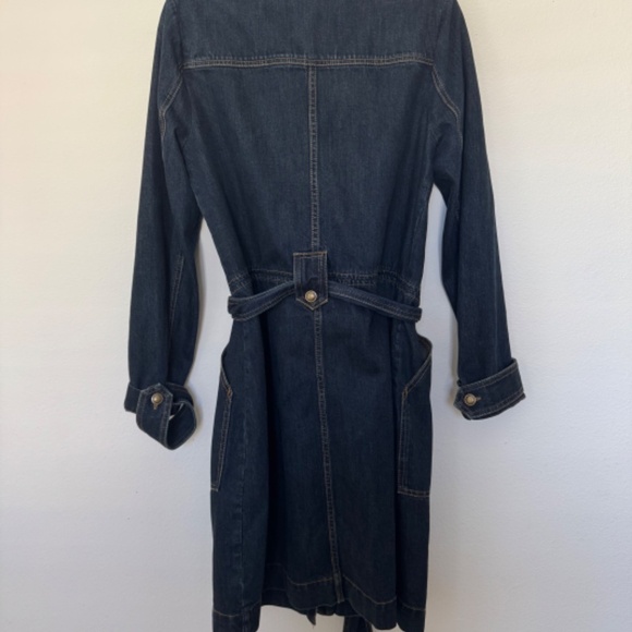 Free People Denim Jean Belted Trench Coat Jacket in Indigo M - Picture 5 of 12